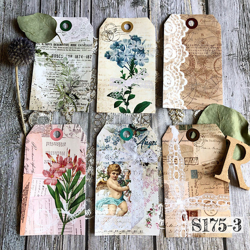 送料無料 【S175-3 コラージュ素材】海外シール ジャーナル レース