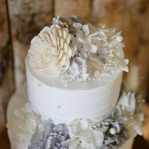 クレイケーキ ホワイト × グレー B ウェディング birthday 雑貨