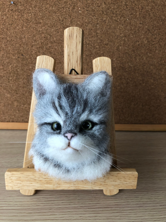 羊毛フェルト　猫　サバトラ　フレーム猫 6枚目の画像