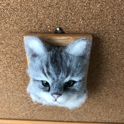 羊毛フェルト　猫　サバトラ　フレーム猫 4枚目の画像