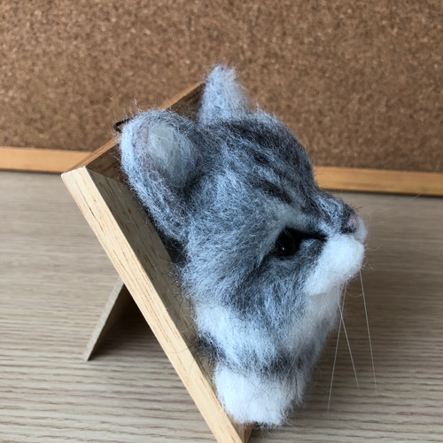 羊毛フェルト　猫　サバトラ猫 リアル猫 サバトラ 手作りキット 羊毛フェルト手芸 ねこ ぬいぐるみ