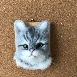 羊毛フェルト　猫　サバトラ　フレーム猫 1枚目の画像