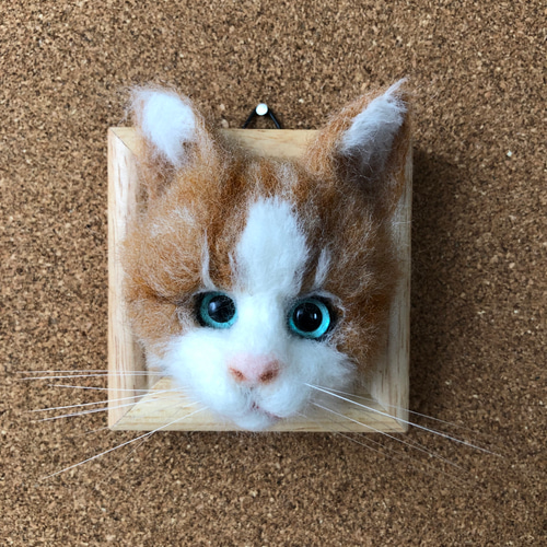 羊毛フェルト 猫 茶トラ フレーム猫 羊毛フェルト にじいろ 羊毛