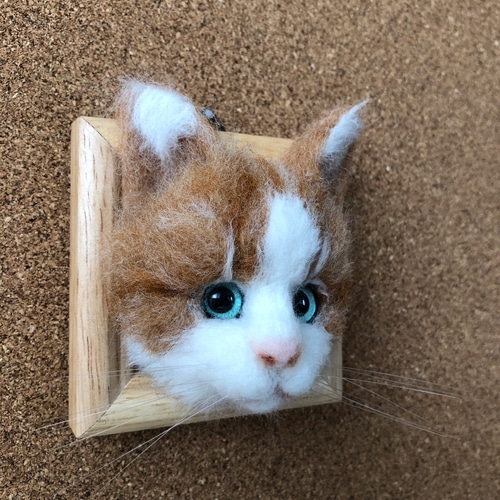 羊毛フェルト 猫 茶トラ フレーム猫 羊毛フェルト にじいろ 羊毛