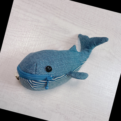 クジラポーチ 紺色 ポーチ まぁ・海のポケット mashiroten 通販