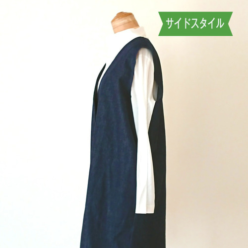 送料無料】デニム生地ジレ風ロングベスト ☆彡2サイズ展開