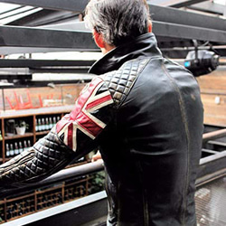 ヤギ革ヴィンテージライダージャケット Goat Leather Vintage Jacket with UK Flag 4枚目の画像