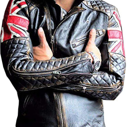 ヤギ革ヴィンテージライダージャケット Goat Leather Vintage Jacket with UK Flag 2枚目の画像