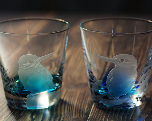 ペアロックグラス「かわせみ」 グラス 自由工房 通販 13862581｜Creema
