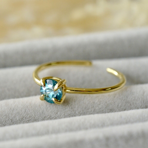 12月誕生石 ブルージルコン 7号〜フリーサイズリング 18kゴールド