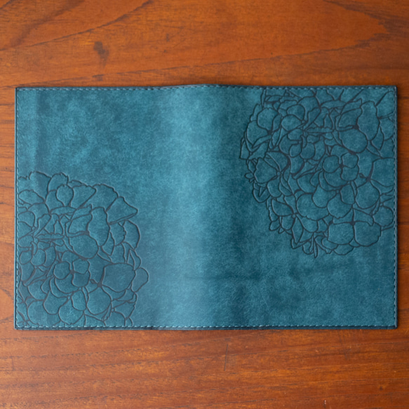 【夏季限定】手帳・ノートカバー　オルテンシア×パープル-紫陽花-（Ａ６／Ｂ６） 3枚目の画像