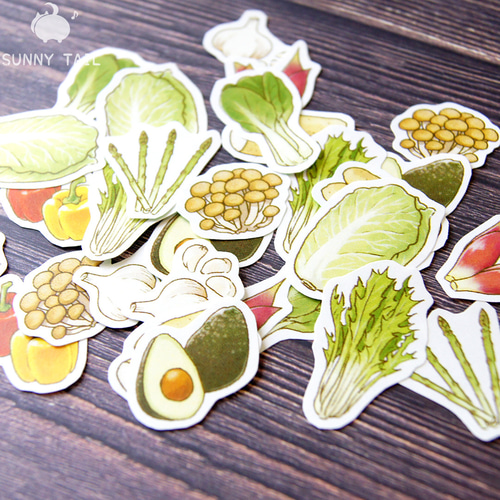 Lサイズ追加】お野菜フレークシール③ シール・ステッカー sunny tail
