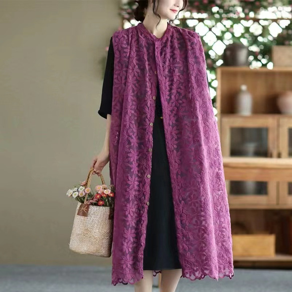 裸衣夢⭐️レースロングガーデ／花モチーフ 裸衣夢⭐️レースロング