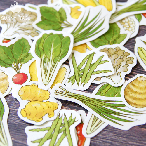 Lサイズ追加】お野菜フレークシール④ シール・ステッカー sunny tail