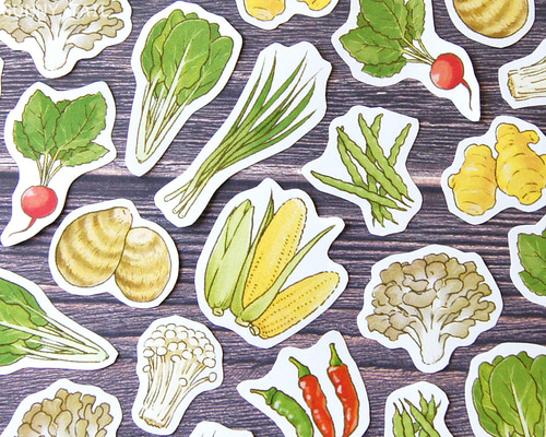 確認用♡野菜メモ♡手描き　フレークシール 確認用♡野菜メモ♡手描き フレークシール