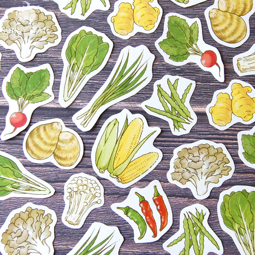 Lサイズ追加】お野菜フレークシール④ シール・ステッカー sunny tail