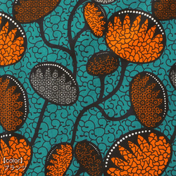 幾何学アフリカンプリントのラップスカート●ブルー 4枚目の画像