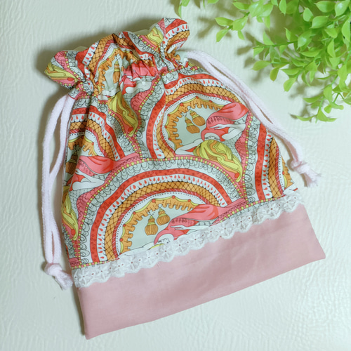 リバティ生地使用巾着袋