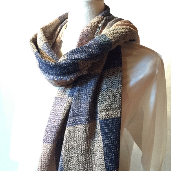 柿渋染め播州織ストールk25029