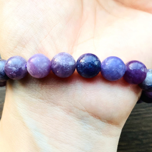 アンティークモーヴのシックなカラー！パープルレピドライト(約8mm