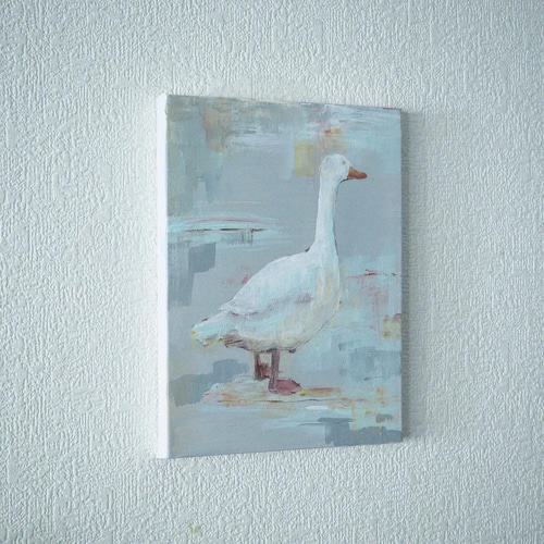 【絵画】ネイチャーアート　「カモの親子」原画 ヒョウの親子 アクリル画 原画 手描き キャンバス - メルカリ