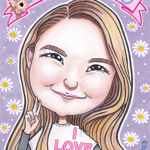 プレゼント似顔絵 A4サイズ【送料無料】 イラスト 似顔絵えくぼ