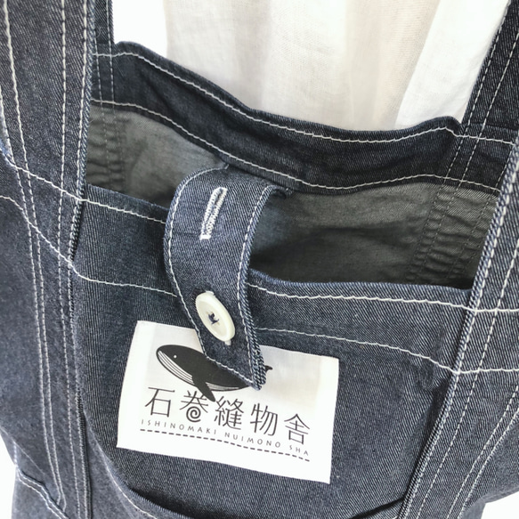 石巻縫物舎　洗いざらしのデニムのトートバッグ　インディゴブルー 4枚目の画像