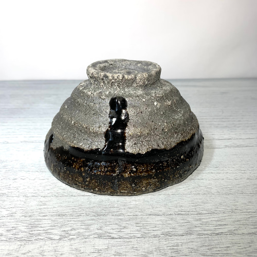 備前焼引出し黒抹茶碗(木箱付)【藤原章】 茶碗・めし碗 備前焼