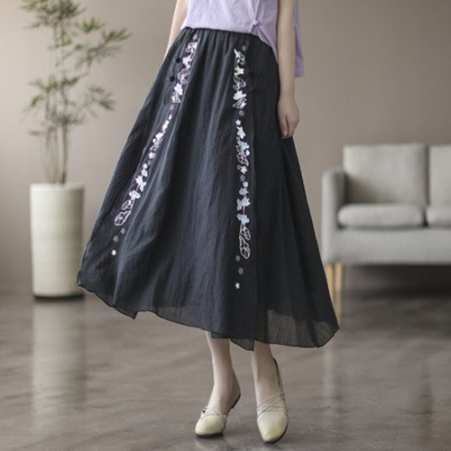夏ロングスカートレディース 刺繍スカート ロング フレア スカート