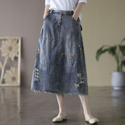 デニム フレア スカート ジーンズ スカート ロング スカート 夏 スカート ストレート スカート 人気のデニムスカート 3枚目の画像