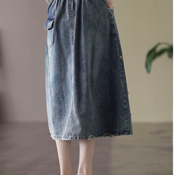 デニム フレア スカート ジーンズ スカート ロング スカート 夏 スカート ストレート スカート 人気のデニムスカート 7枚目の画像