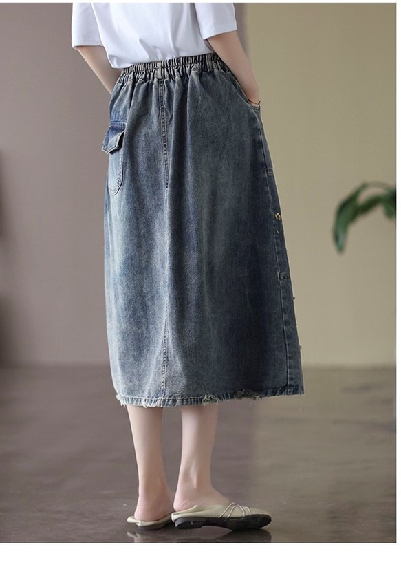 デニム フレア スカート ジーンズ スカート ロング スカート 夏 スカート ストレート スカート 人気のデニムスカート 7枚目の画像