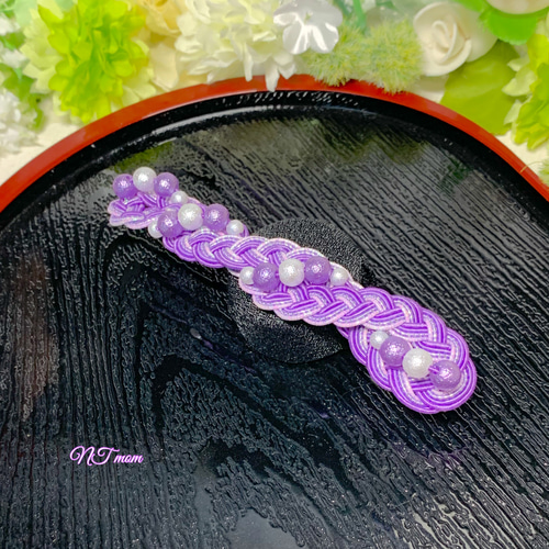 水引髪飾り・三つ編みひねり・うす紫 バレッタ NTmom 通販