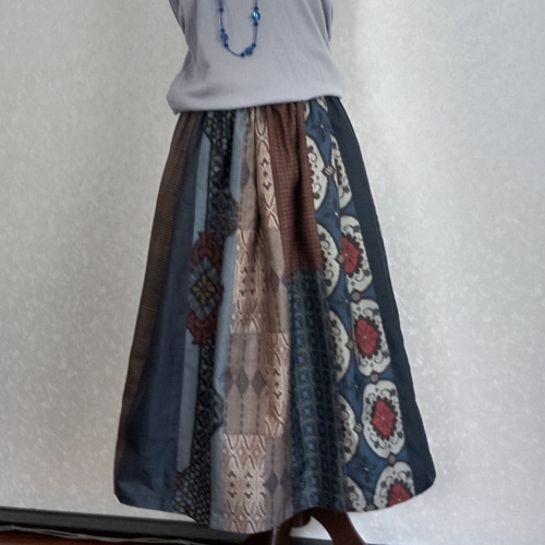 着物リメイク♪丈80cm：色々な大島紬をパッチワークして作っ