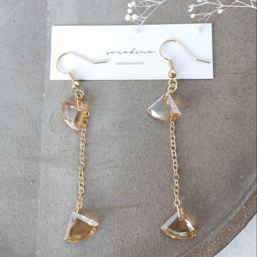 k18キラキラペタルチェーンフープピアス k18ピアス 18金ピアス k18キラキラペタルチェーンフープピアス k18ピアス 18金ピアス