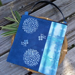藍染めのファスナーポーチ(紫陽花、3way、サコッシュ、草木染め・手染め) 4枚目の画像