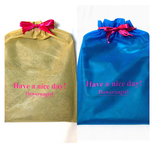 Flowernagirl【祝你有美好的一天！ ]禮品包裝袋：米色或藍色 第1張的照片