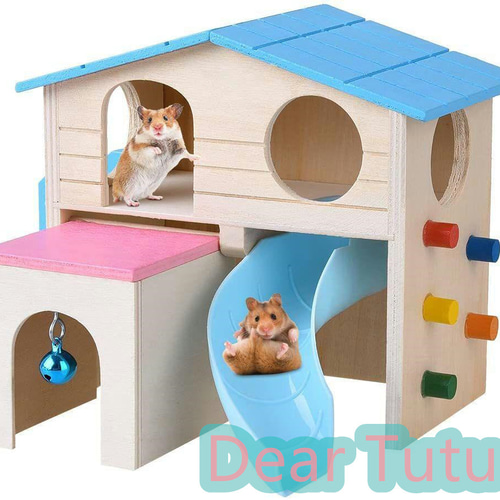 ハムスターハウス 木製 ペット キャビン 小動物 隠しデラックス