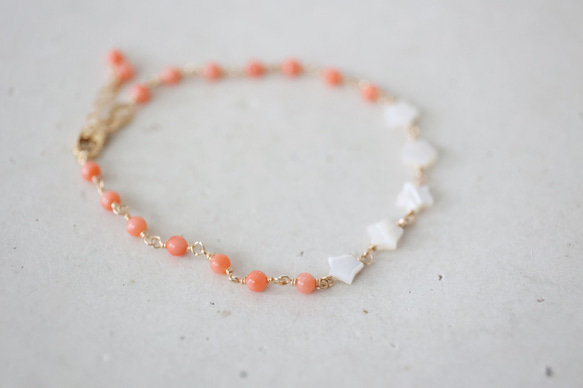 14KGF coral bracelet[kgf3997] 3枚目の画像