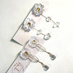クリア フラワー 2way ピアス イヤリング お花 透け感コーデ