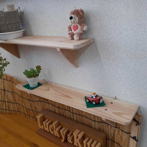 ウオールシェルフ 2個売り 壁飾り 飾り棚 杉無垢 シンプル無塗装