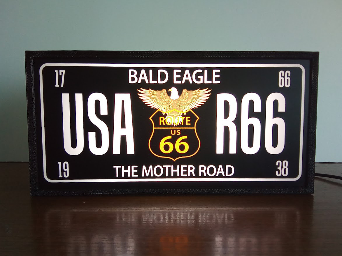 【Sサイズ】アメリカン ルート66 USA イーグル 鷲 サイン 照明 標識 ミニチュア 看板 置物 雑貨 ライトBOX
