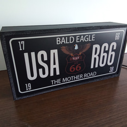 アメリカン ルート66 USA イーグル 鷲 サイン 標識 ミニチュア 看板 置物 雑貨 LED2wayライトBOX 4枚目の画像