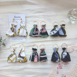 スカーフリボンタッセル×アシンメトリーピアス/イヤリング※アレルギー