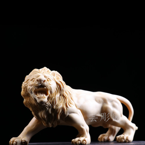 極上品 百獸之王 ライオン 彫刻工芸品 置物 彫刻 芸彫閣 通販