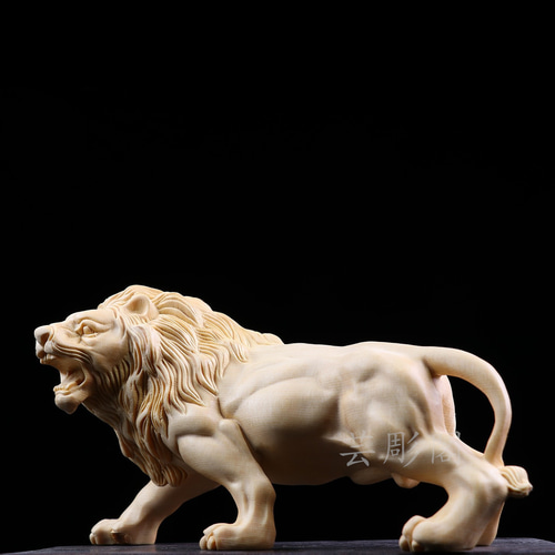 極上品 百獸之王 ライオン 彫刻工芸品 置物 彫刻 芸彫閣 通販