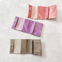春財布手のひらの中のクルムコンパクト　本牛革　小さいミニマム財布　三つ折り大容量　(US220430) 3枚目の画像