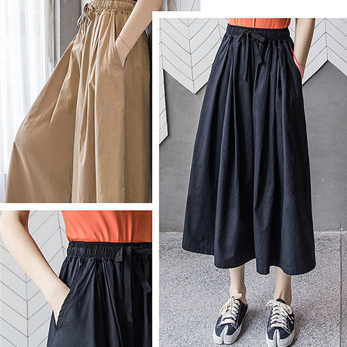 レディース ガウチョパンツ リネンスカート リネンパンツ ロング