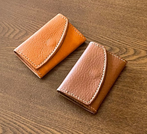 ちょいスリムなミニ財布 ✨オイルレザー こんがりブラウン キャメル