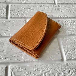 ちょいスリムなミニ財布 ✨オイルレザー　こんがりブラウン　キャメル 15枚目の画像